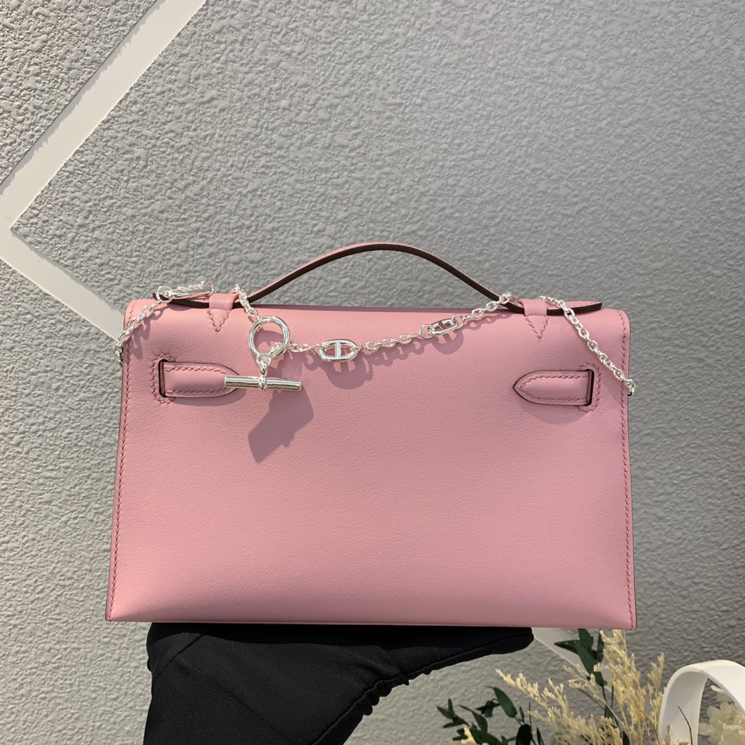 에르메스 미니 켈리백22 핑크 은장 스위프트